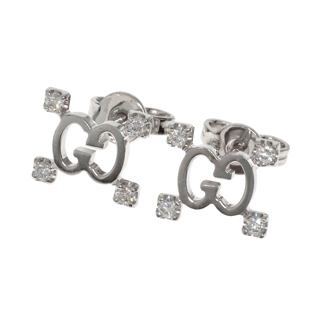 Gucci   Earring Gg Logo Diamond K18 White Gold
