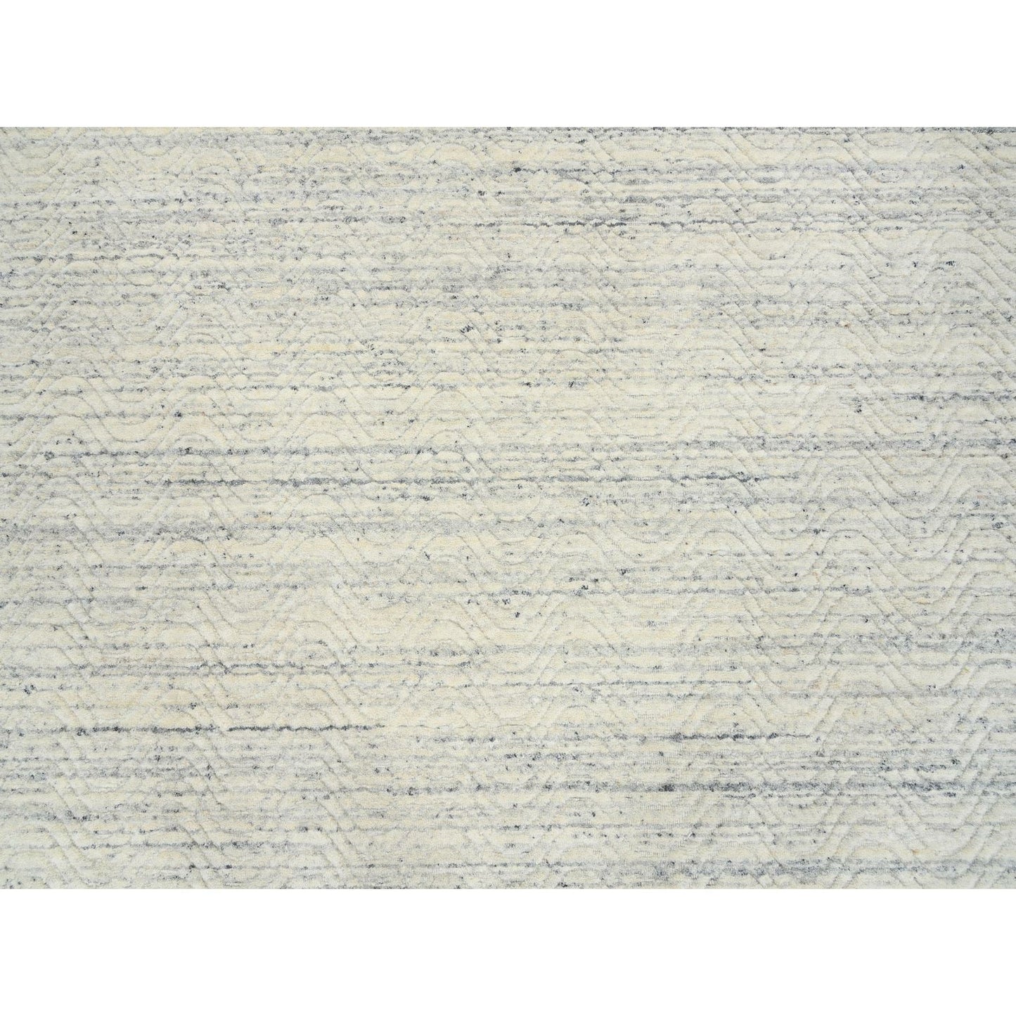 9'10"X9'10" Beige Wool Hand Loomed Modern Design Round Oriental Rug