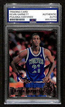 Kevin Garnett Hof Signed/Auto On Card 1995-96 Topps Rc Card #343 Psa/Dna 198730