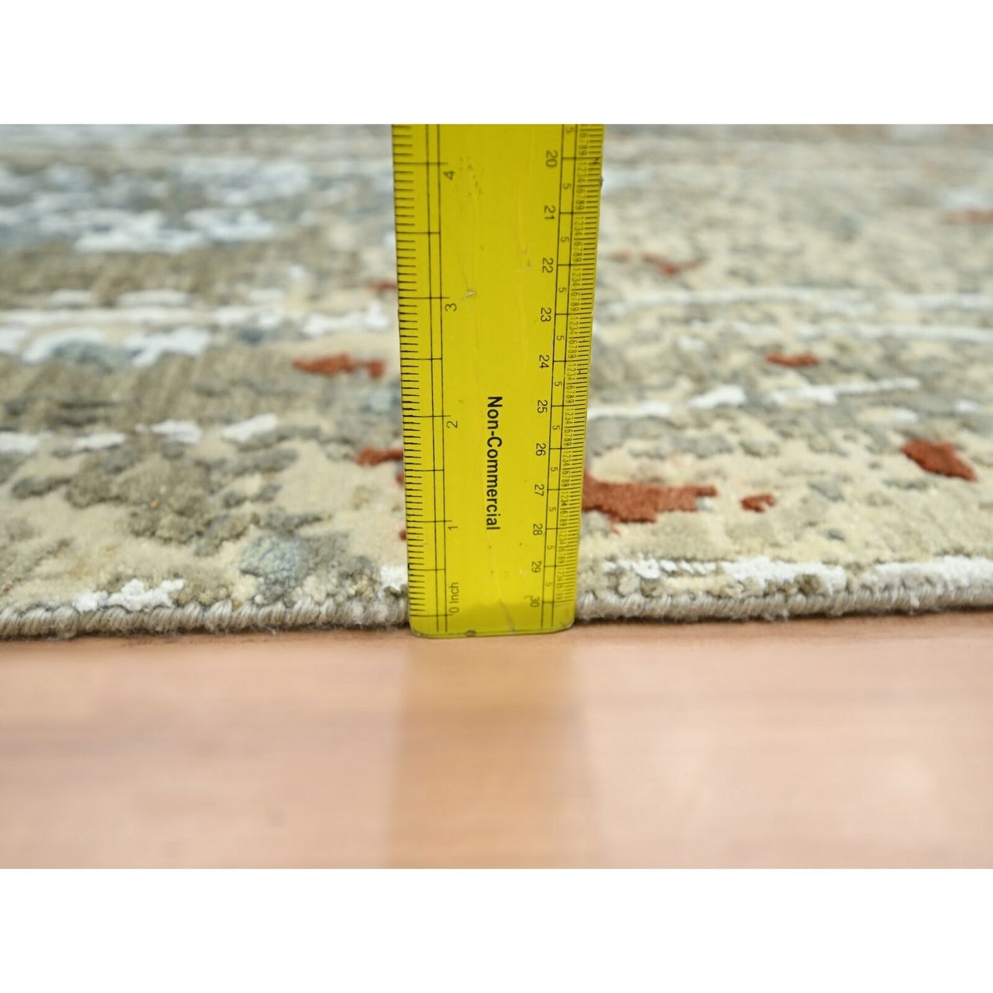 7'10"X10'2" Beige Pure Wool Abstract With Galaxy Design Hand Knotted Rug