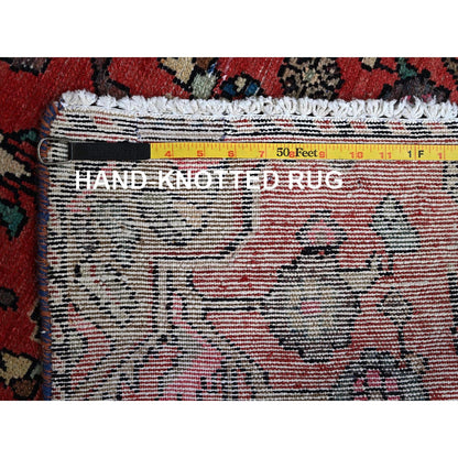 2'3"X9'6" Red Vintage Zoroastrian Khamadan Hand Knotted Wool Runner Rug