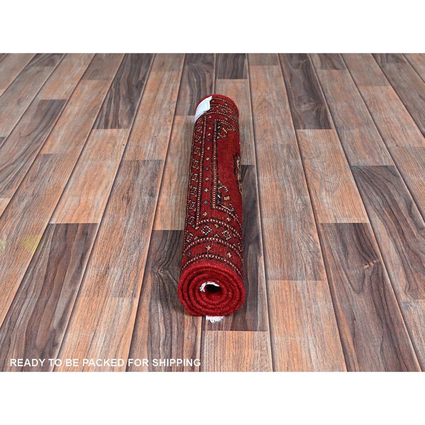 2'X3' Scarlet Red Princess Bokara Soft Wool Hand Knotted Sample Mat Rug