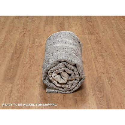 8'1"X10'2" Gray Nepali Weave Line Design Textured Wool Hand Knotted Rug