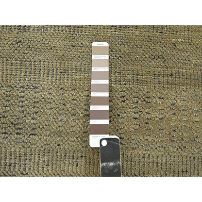 2'6"X10' Brown Pure Wool Rug Hand Knotted Distressed Grass Design Runner