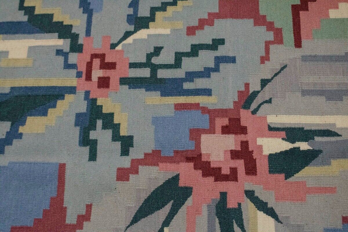 6X9 Ft Hand-Hooked Dhurrie Needlepoint Rug Floral