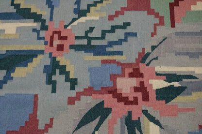 6X9 Ft Hand-Hooked Dhurrie Needlepoint Rug Floral