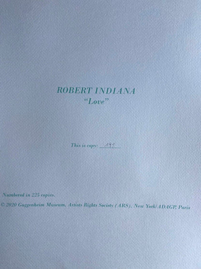 Robert Indiana Guggenheim Museum Coa Signed Op Numbered 275 Ex