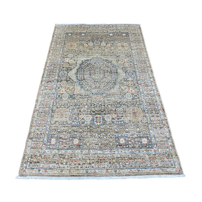 3'9"X6'7" Brown Hand Knotted 14Th Century Mamluk Dynasty Pattern Wool Rug