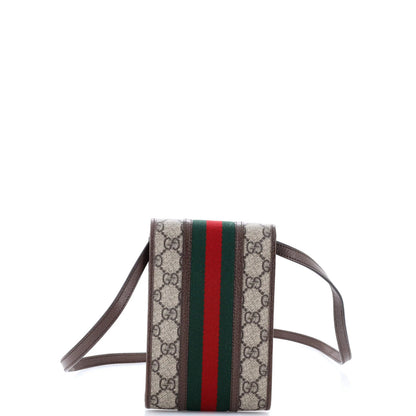 Gucci Ophidia Vertical Flap Crossbody Bag Gg Coated Canvas Mini