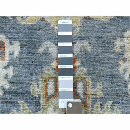2'9"X9'9" Dark Gray Angora Oushak Wool Hand Knotted Runner Oriental Rug