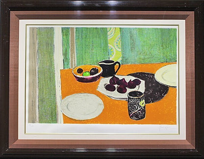 Rene Genis (France) Signed Original Lithograph Print Framed "Still Life"