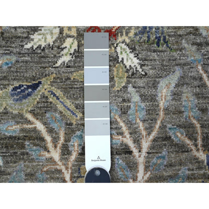 2'6"X9'9" Gray Birds Of Paradise Hand Knotted Wool Runner Oriental Rug