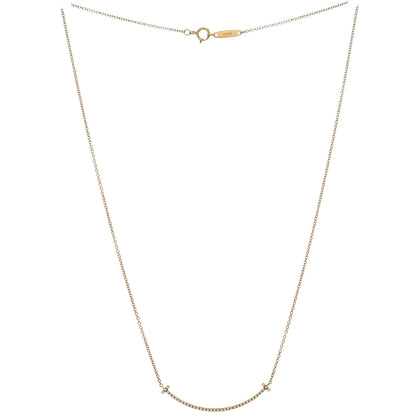 Tiffany & Co. T Smile Pendant Necklace 18K Yellow Gold And Diamonds Small