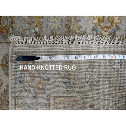2'9"X17'10" Ivory Shiny Wool Hand Knotted Karajeh Design Xl Runner Rug