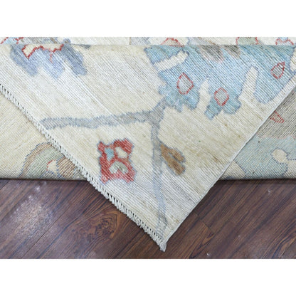 8'2"X10' Ivory Hand Knotted Afghan Angora Oushak Pure Wool Rug