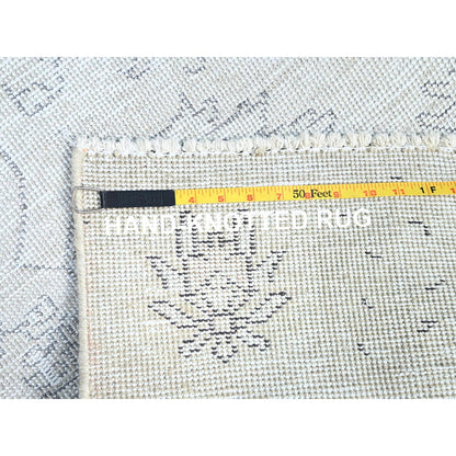 2'2"X5'10" White Hand Knotted Vintage Zoroastrian Tebraz Oriental Rug
