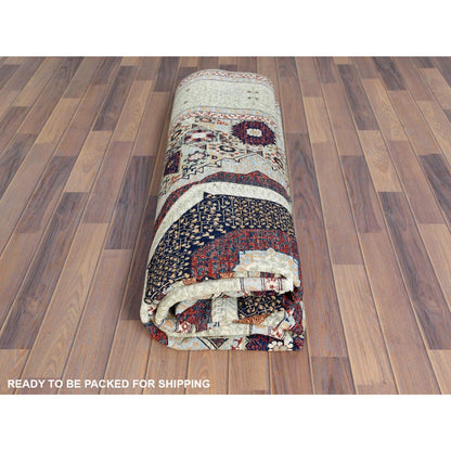 8'2"X10' Green Wool Hand Knotted Super Fine Peshawar 200 Kpsi Rug