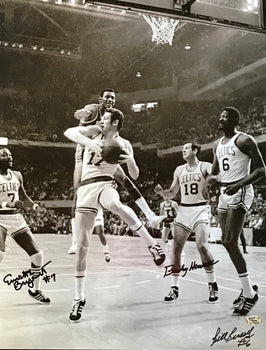 Bill Russell Bailey Howell & Emmette Bryant Autographed 16X20 Basketball Photo
