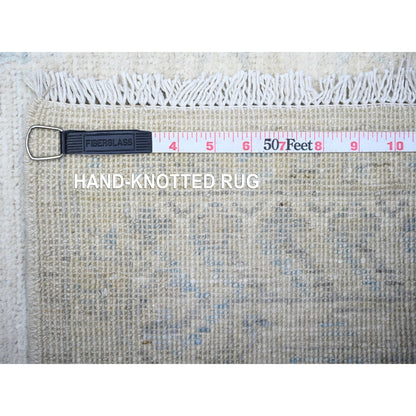 2'10"X15' Timberwolf Gray White Wash Peshawar Hand Knotted Xl Runner Rug