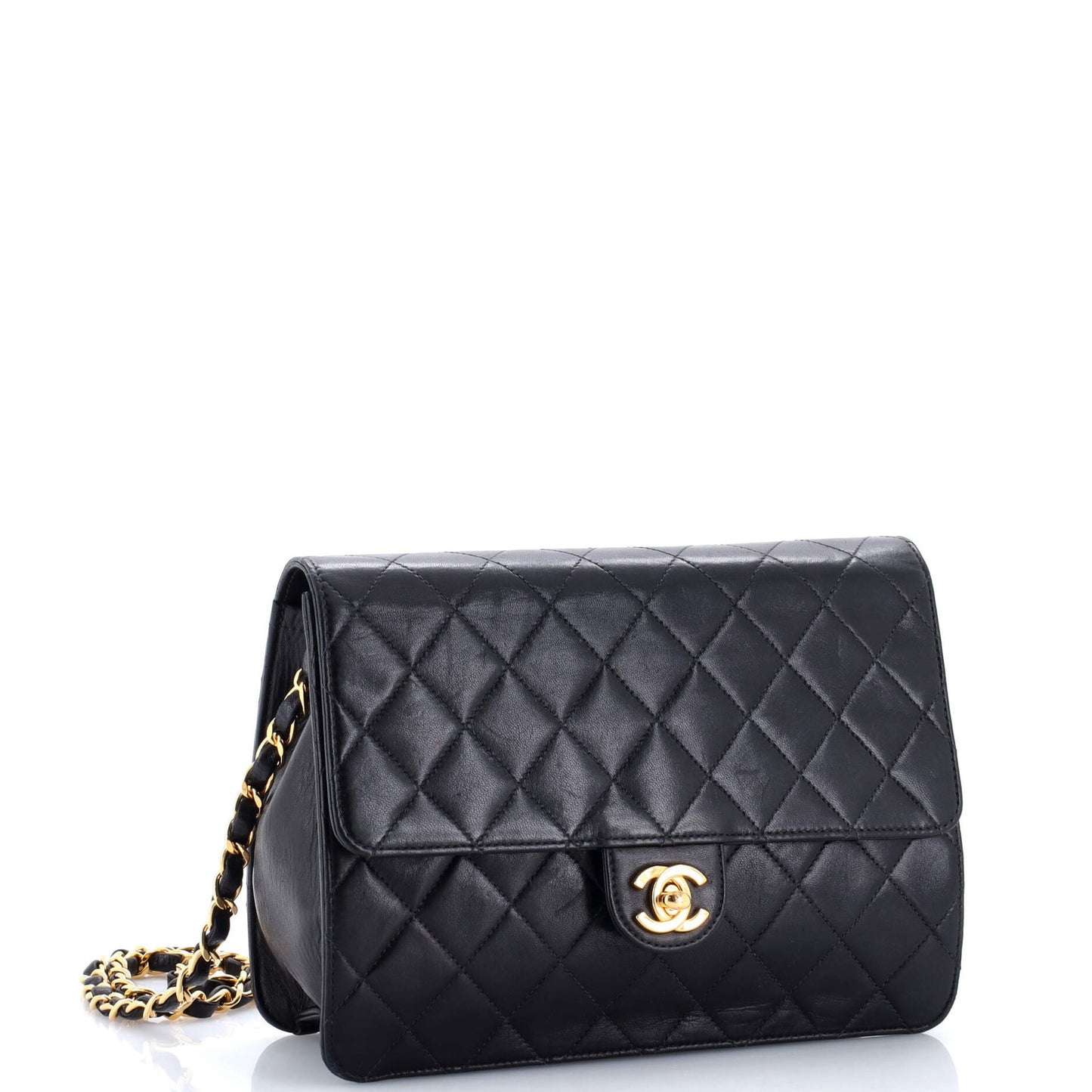 Chanel Vintage Clutch With Chain Quilted Leather Small