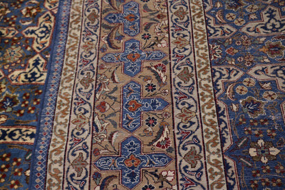 Vintage Blue Wool Oriental Rug Allover Floral