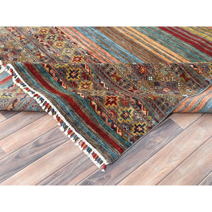 9'10"X13'2" Colorful Afghan Super Kazak Wool Hand Knotted Oriental Rug