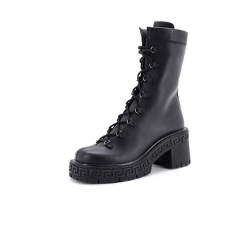 Versace Women'S Greca Platform Combat Boots Leather