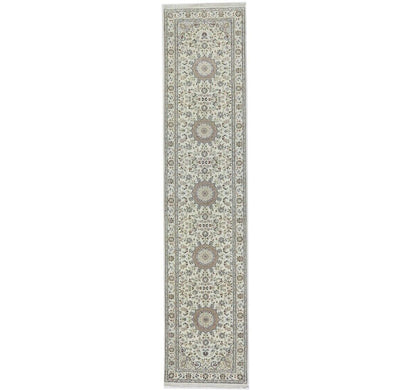 Indo-Nain Oriental Runner Rug Medallion Floral