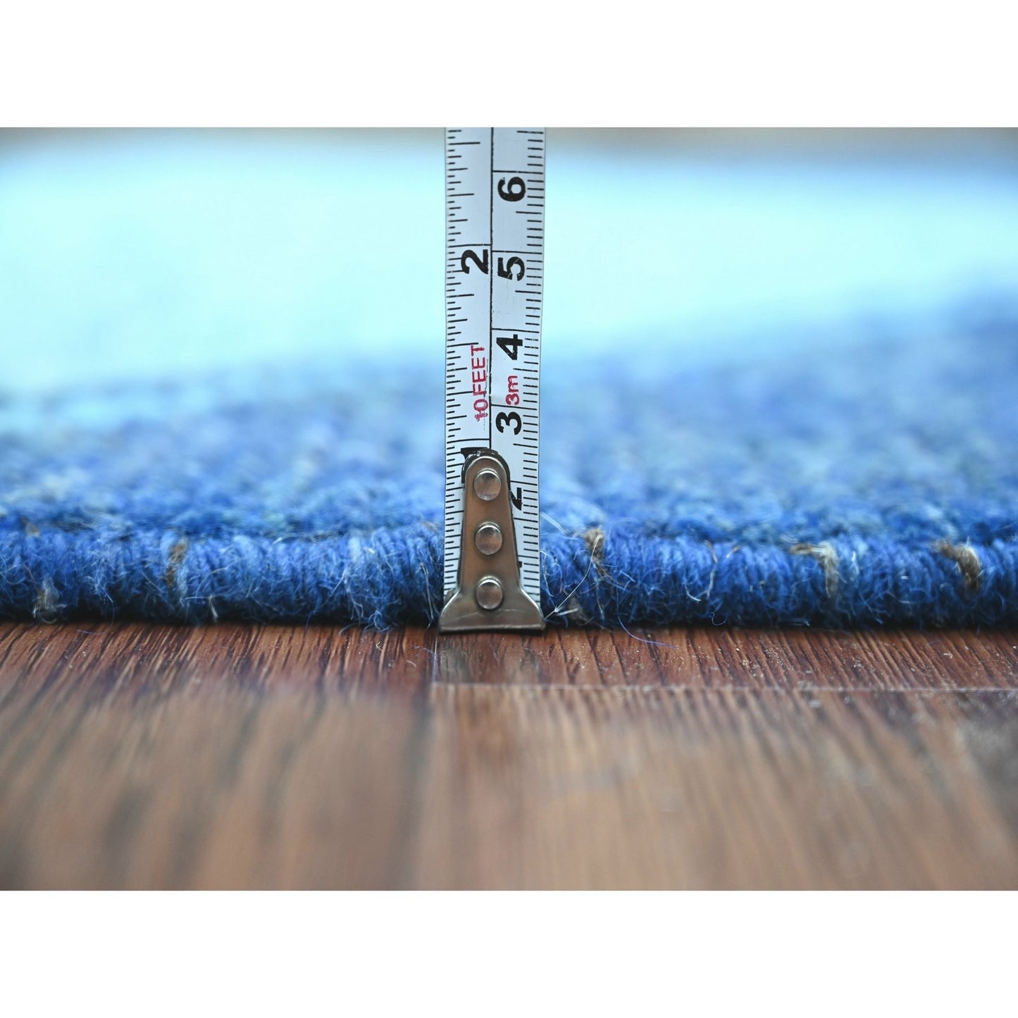 2'10"X10'3" Blue Geometric Moroccan Weave Wool Hand Knotted Runner Rug