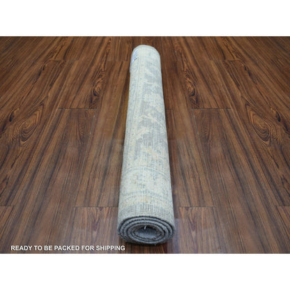 3'X4'10" Gray Pure Wool Natural Dyes Hand Knotted Stone Wash Peshawar Rug