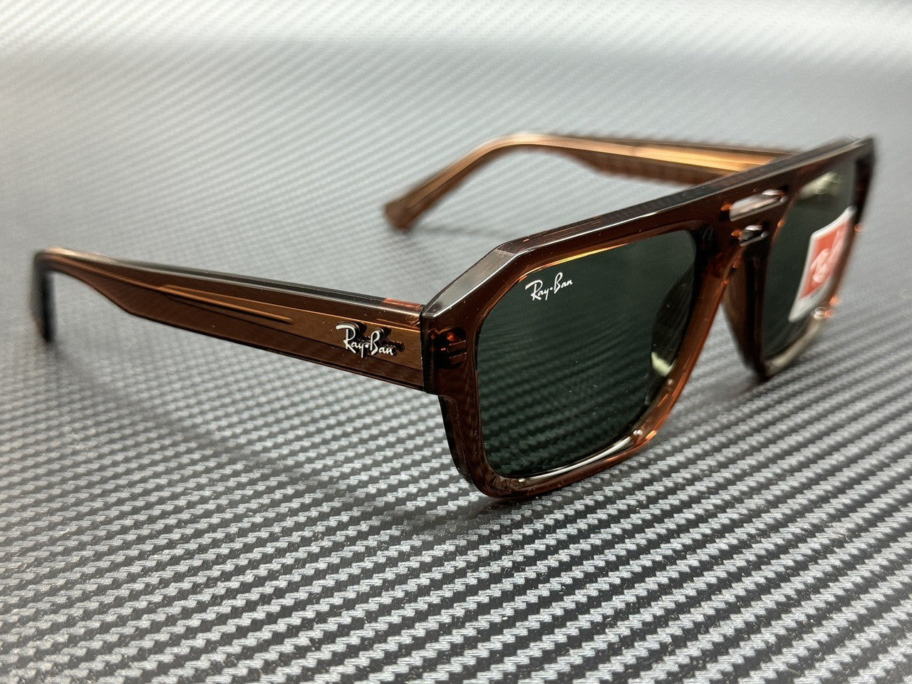 RAY BAN RB4397 667882 Transparent Brown Green Unisex 54 mm Sunglasses