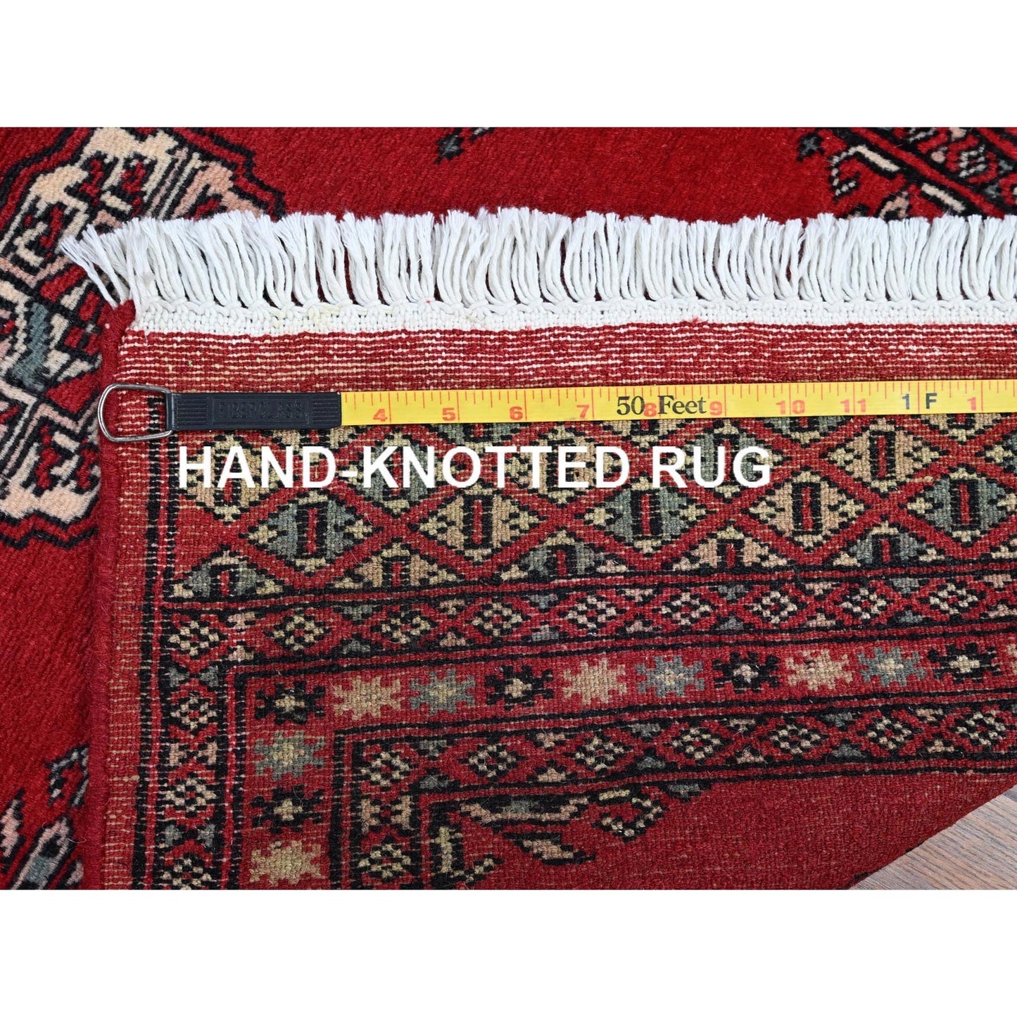 2'2"X6' Crimson Red Princess Bokara Soft Wool Hand Knotted Runner Rug