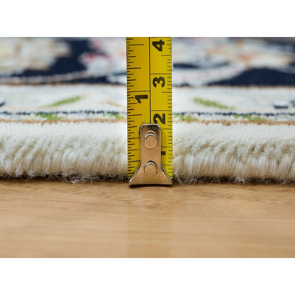 5'X7' Powder White Nain Design 250 Kpsi Soft Wool Hand Knotted Rug
