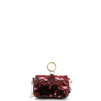 Fendi Chain Baguette Charm Bag Sequins Nano
