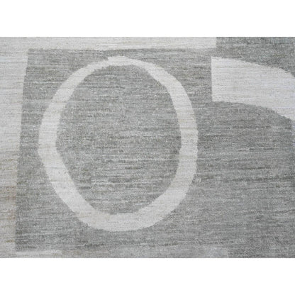 8'9"X11'6" Gray Bauhaus Inspired Geometric Pattern Hand Knotted Wool Rug