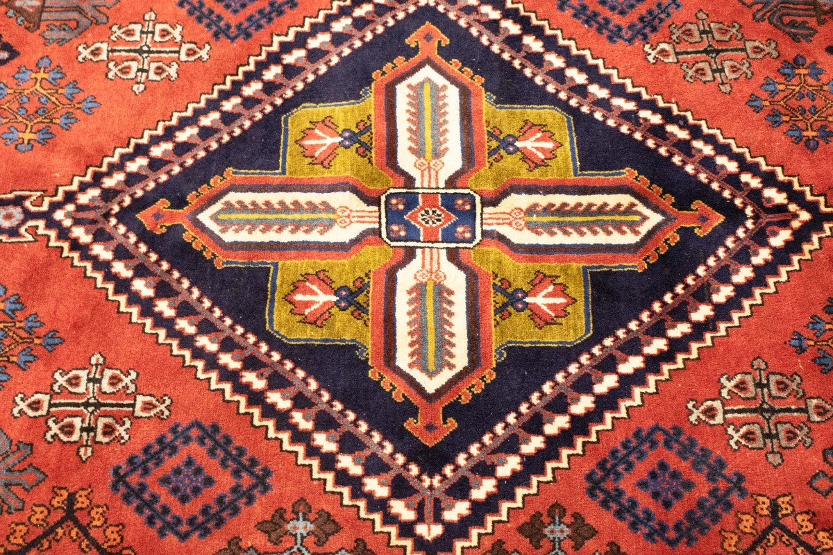 Rug handmade vintage wool oriental carpet 8x12 geometric tribal farmhouse