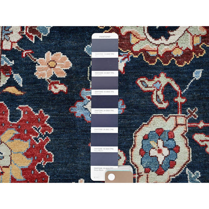 9'X11'7" Navy Afghan With Heris All Over Design Hand Knotted Soft Wool Rug