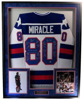 1980 Usa Hockey Miracle Signed/Framed Jersey 18 Autographs Beckett Ba198334