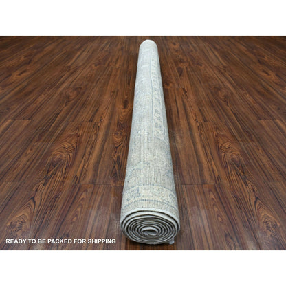 6'X9'2" Angora Oushak Organic Wool Hand Knotted Gray Oriental Rug