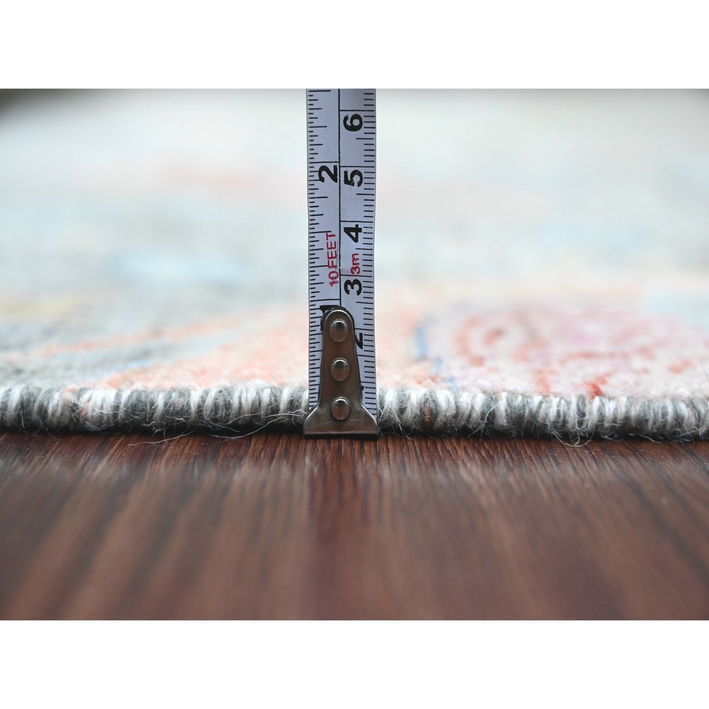 6'X12' Gray Peshawar Birds Design Hand Knotted Soft Wool Runner Rug