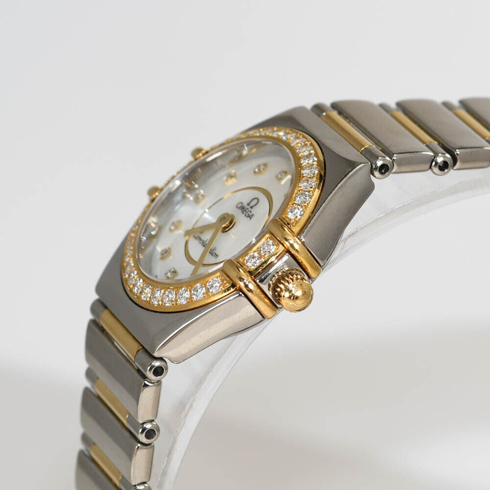 18K & Stainless Steel Omega Watch Diamond Dial &
