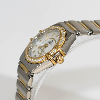 18K & Stainless Steel Omega Watch Diamond Dial &