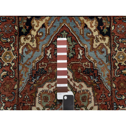 2'X3'2" Red Antiqued Fine Heris Re-Creation Wool Hand Knotted Mat Rug