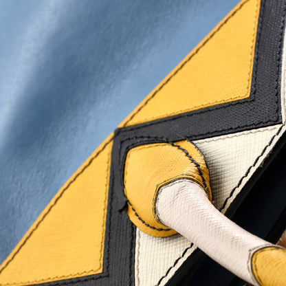 Prada Esplanade Tote City Calf And Greca Saffiano Medium