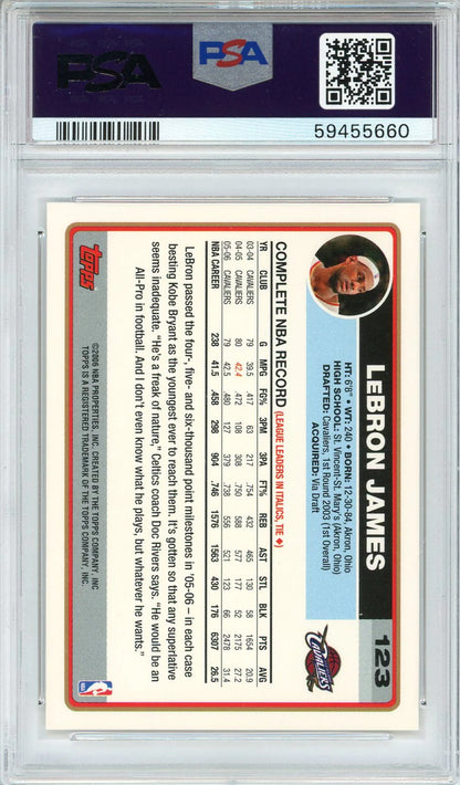 Lebron James 2006 Topps Card #123 (Psa Gem Mt 10)