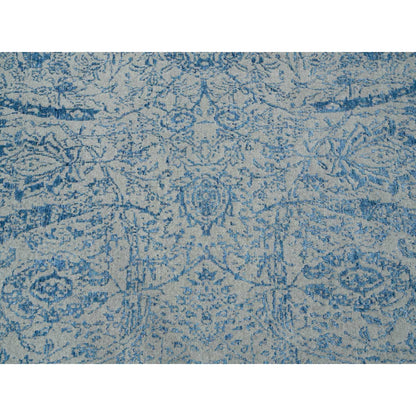 12'X12' Gray Fine Jacquard Hand Loomed Wool And Silk Square Rug