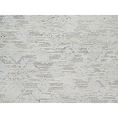 6'X6' Gray Modern Undyed Natural Wool Hand Knotted Round Oriental Rug
