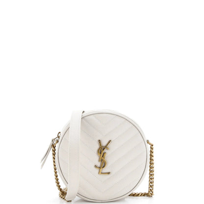 Saint Laurent Vinyle Round Camera Bag Matelasse Chevron Leather