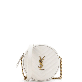 Saint Laurent Vinyle Round Camera Bag Matelasse Chevron Leather