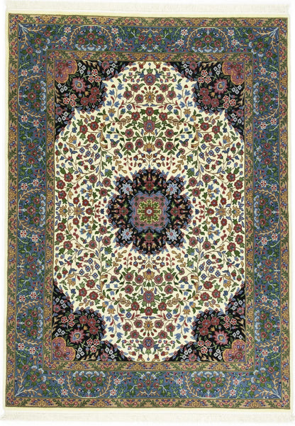 Cream Floral Traditional Style 5X7 Kirman Oriental Rug Home Decor Wool Carpet